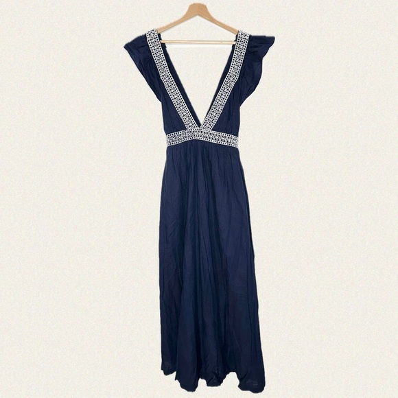 J. Crew Ruffle Deep V-Neck Beach Dress - Picture 6 of 9